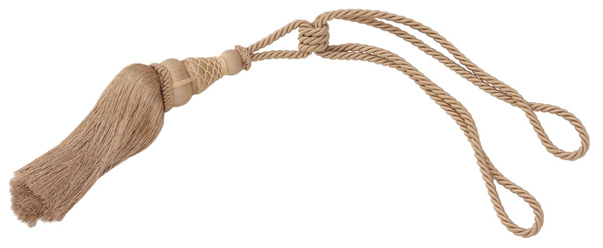 Curtain Tie Backs with Tassels - Drab Color - Rayon Cord-Style Drapery Holdbacks with Thread Beads & Woven Trimmings - Home Decor Furnishings & Supplies - Buy in Bulk Wholesale